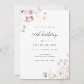 Invitation Elégante Floral Womans 80ème anniversaire fête (Devant)