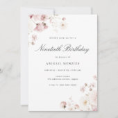 Invitation Elégante Floral Womans 90ème anniversaire (Devant)