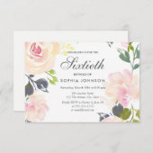 Invitation élégante florale botanique pour les 60  (Devant / Derrière)