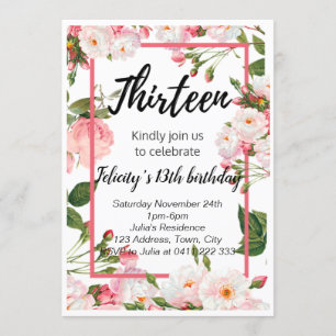 Invitation élégante florale d'anniversaire
