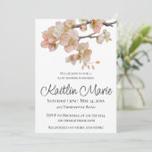 Invitation Elégante florale de couleur d'eau (Debout devant)