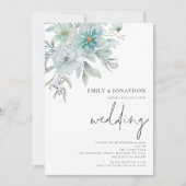 Invitation Élégante florale de fond de mer Turquoise QR Code  (Devant)