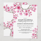 Invitation Elégante florale de la Quinceañera en fleurs de ce (Devant / Derrière)