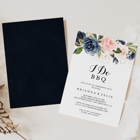 Invitation Elégante Florale d'hiver I Do BBQ Engagement Party