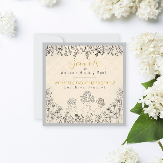 Invitation Élégante florale Fête des femmes Histoire Fête