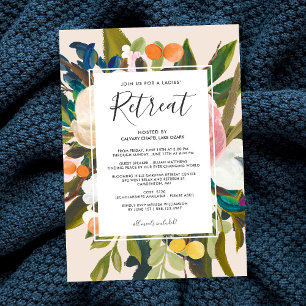 Invitation Élégante florale moderne femme retraite ivoire