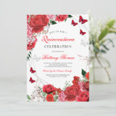 Invitation élégante florale papillon pour Quinceañ (Debout devant)