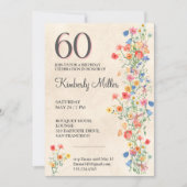 Invitation élégante florale pour les 60 ans (Devant)