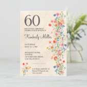Invitation élégante florale pour les 60 ans (Debout devant)