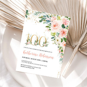 Invitation élégante florale pour ses 100 ans pour