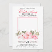 Invitation Élégante florale rose Célébration de la vie (Devant)