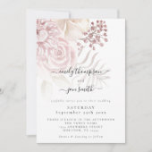 Invitation Élégante florale rose Dusty Mariage de script (Devant)