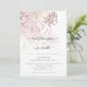 Invitation Élégante florale rose Dusty Mariage de script (Debout devant)