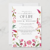 Invitation Élégante florale rose moderne Célébration de la vi (Devant)