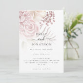 Invitation Élégante florale rose poussiéreuse Mariage de scri (Debout devant)