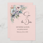 Invitation Élégante florale rose vif Enregistrer le Mariage d (Devant / Derrière)