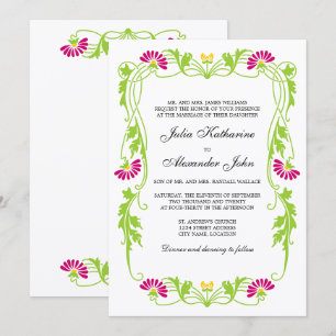 Invitation Élégante florales de feuilles et des tourbillons I