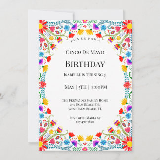 Invitation Elégante Florales Mexicaines Cinco De Mayo Anniver