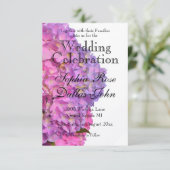 Invitation Elégante florales violettes roses hydrangées (Debout devant)