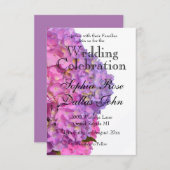 Invitation Elégante florales violettes roses hydrangées (Devant / Derrière)