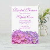 Invitation Elégante florales violettes roses hydrangées (Debout devant)