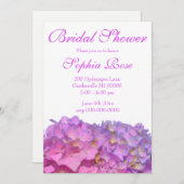 Invitation Elégante florales violettes roses hydrangées (Devant / Derrière)