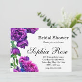 Invitation Elégante floraux d'aquarelle rose magenta violet (Debout devant)