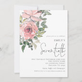 Invitation Elégante Flore Blush Seventieth Anniversaire (Devant)