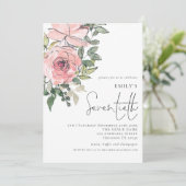 Invitation Elégante Flore Blush Seventieth Anniversaire (Debout devant)