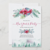 Invitation Élégante Forêt d'hiver Fête du Nouvel An (Devant)