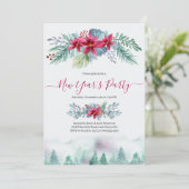 Invitation Élégante Forêt d'hiver Fête du Nouvel An (Debout devant)