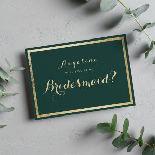 Invitation Élégante forêt moderne vert faux or Bridesmaid