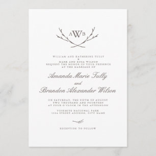 Invitation Elégante Forêt Monogramme Mariage Invite