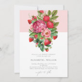 Invitation Elégante fraise et pivoines Mariage d'été (Devant)