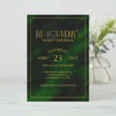 Invitation Elégante Frame Or Emerald Green Famille Réunion (Debout devant)