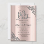 Invitation Elégante Frame Rose Gold 50e fête d'anniversaire (Devant)