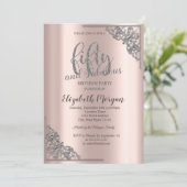 Invitation Elégante Frame Rose Gold 50e fête d'anniversaire (Debout devant)