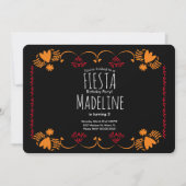 Invitation Élégante frontière florale mexicaine de fête d'ann (Devant)