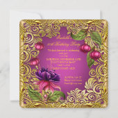 Invitation Elégante Fuchsia Pink Gold 50e fête d'anniversaire (Dos)