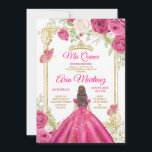 Invitation Élégante Fuchsia Rosée Roses Robe Florale Mis Quin<br><div class="desc">Élégante robe florale rose Fuchsia Mis Quince Invitation Mis Quince 15 Anos,  16e anniversaire, </div>
