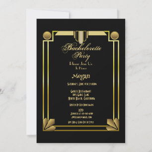 Invitation Élégante Gatsby Black & Gold Bachelorette Party da