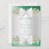 Invitation Elégante Gemmes & Bow Green Anniversaire (Devant)