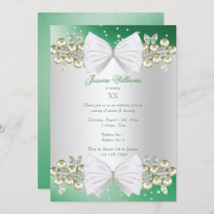 Invitation Elégante Gemmes & Bow Green Anniversaire