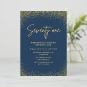 Invitation Elégante Glam Navy Gold Parties scintillant 71e an (Debout devant)