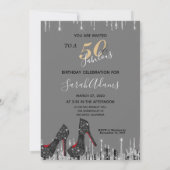 Invitation Elégante Glam Silver Gold 50 Fab Anniversaire (Dos)