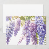 Invitation Elégante glycine d'aquarelle violette bleu floral (Devant / Derrière)