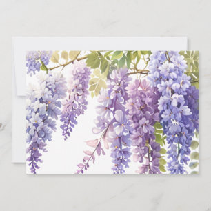 Invitation Elégante glycine d'aquarelle violette bleu floral