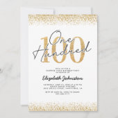 Invitation Elégante Gold 100th Birthday Party (Devant)