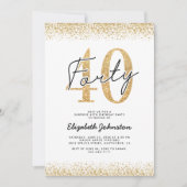 Invitation Elégante Gold 40th Birthday Party (Devant)