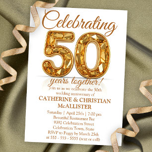 Invitation Elégante Gold 50e anniversaire Mariage